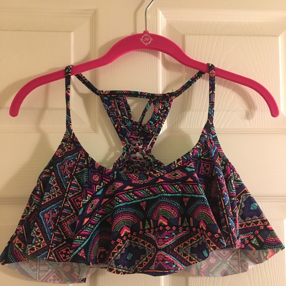 Arizona Jean Co. Multi-color tribal print bikini top/ Size: Large